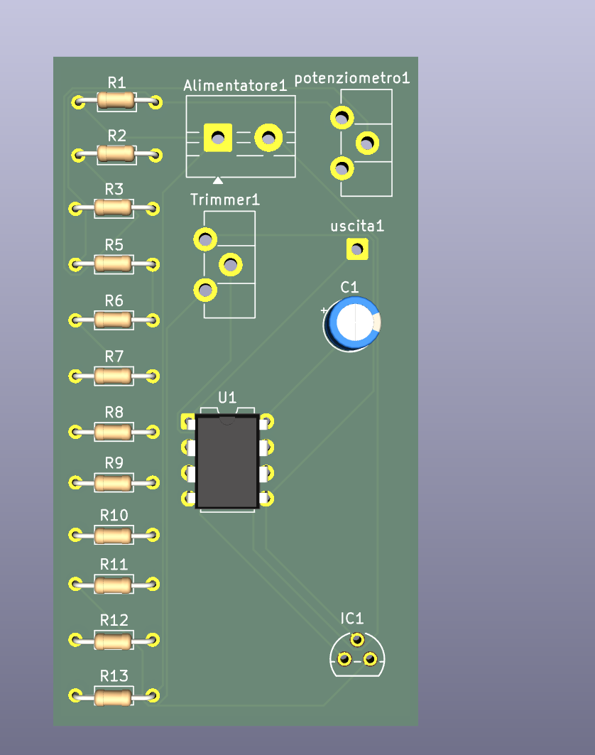 Simulazione 3D della scheda elettronica